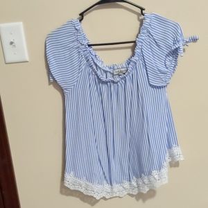 Blue and white stripe top